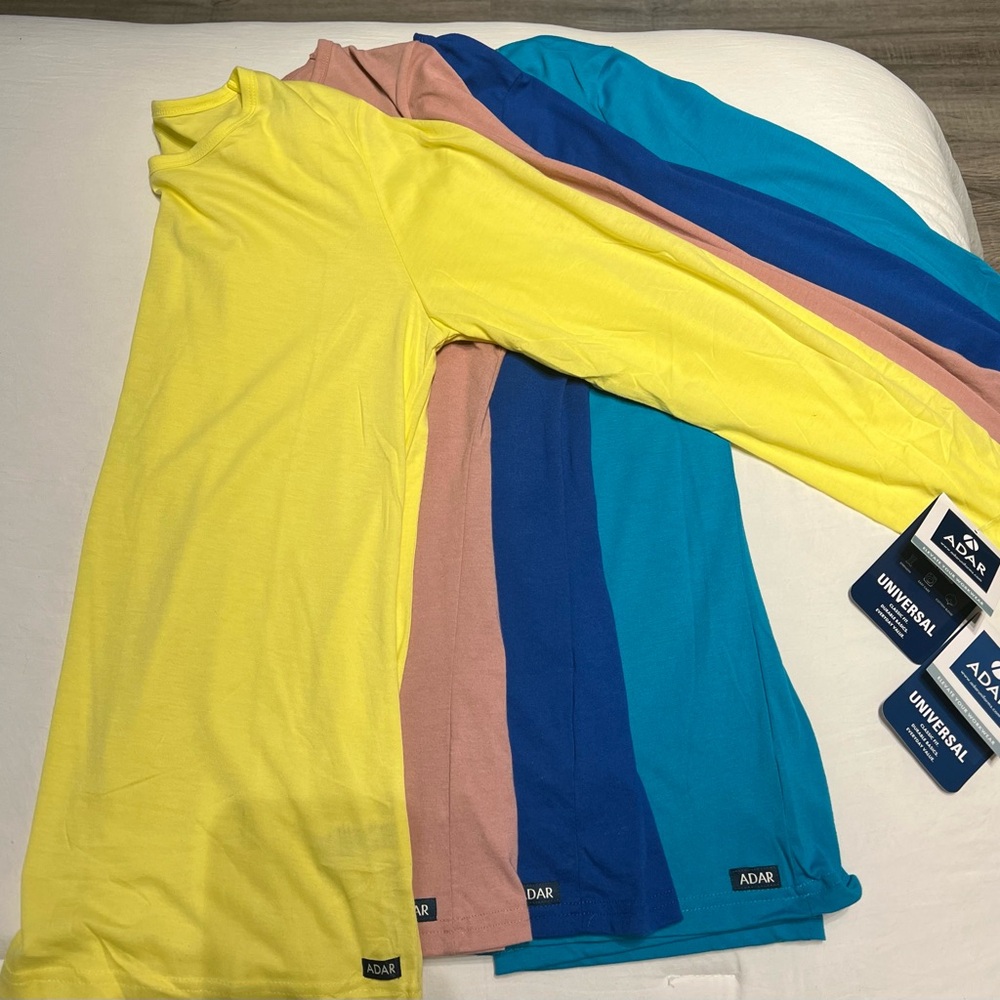 Adar Long Sleeve Under Scrub Tops: Royal Blue, Teal Green, Blush & Citron